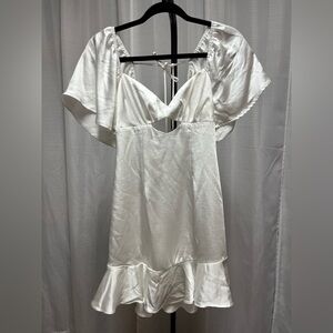 Selfie Leslie White Satin Dress